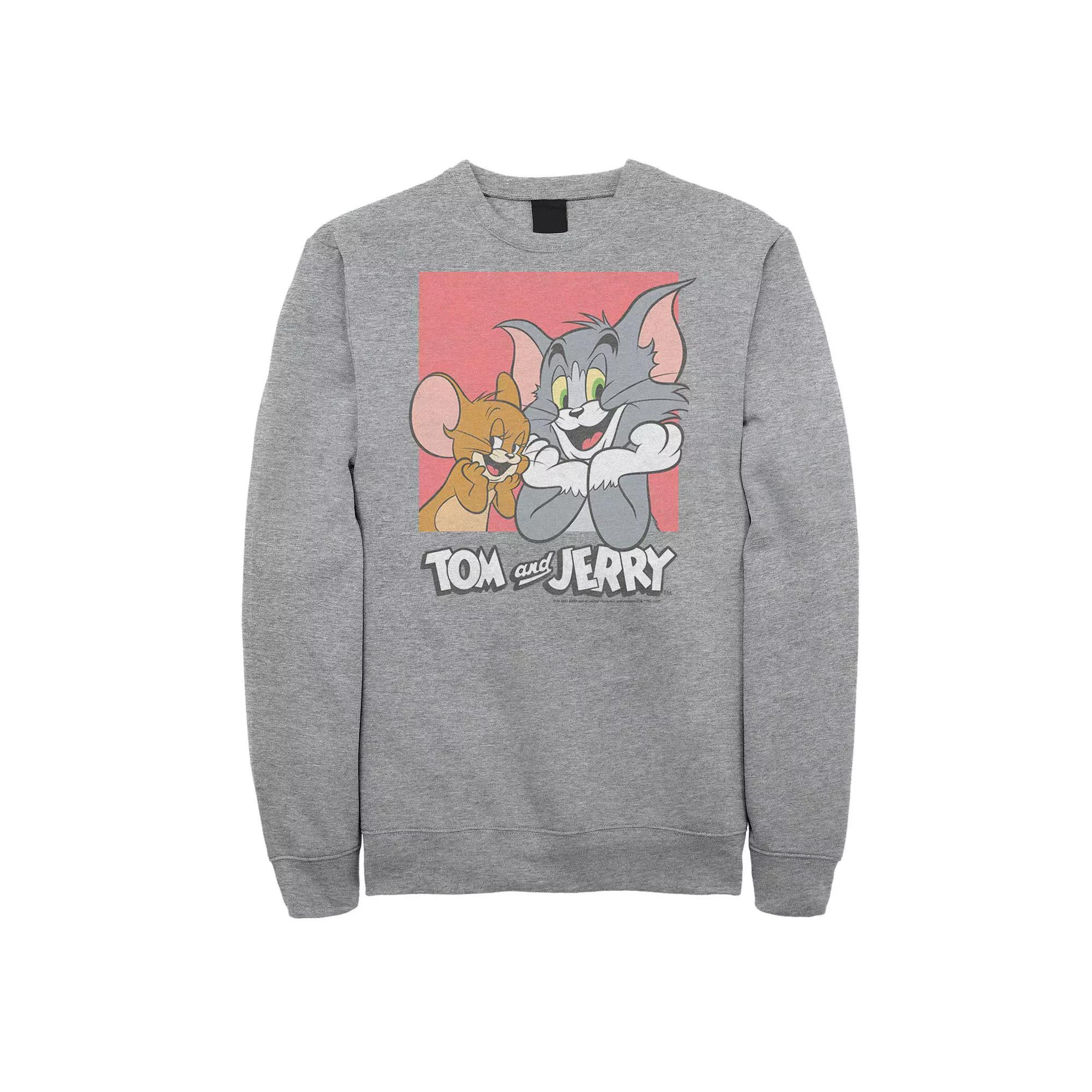 Big & Tall Tom and Jerry TJ Square Graphic Fleece, Men's, Size: Large Tall, Athletic Grey Product Image