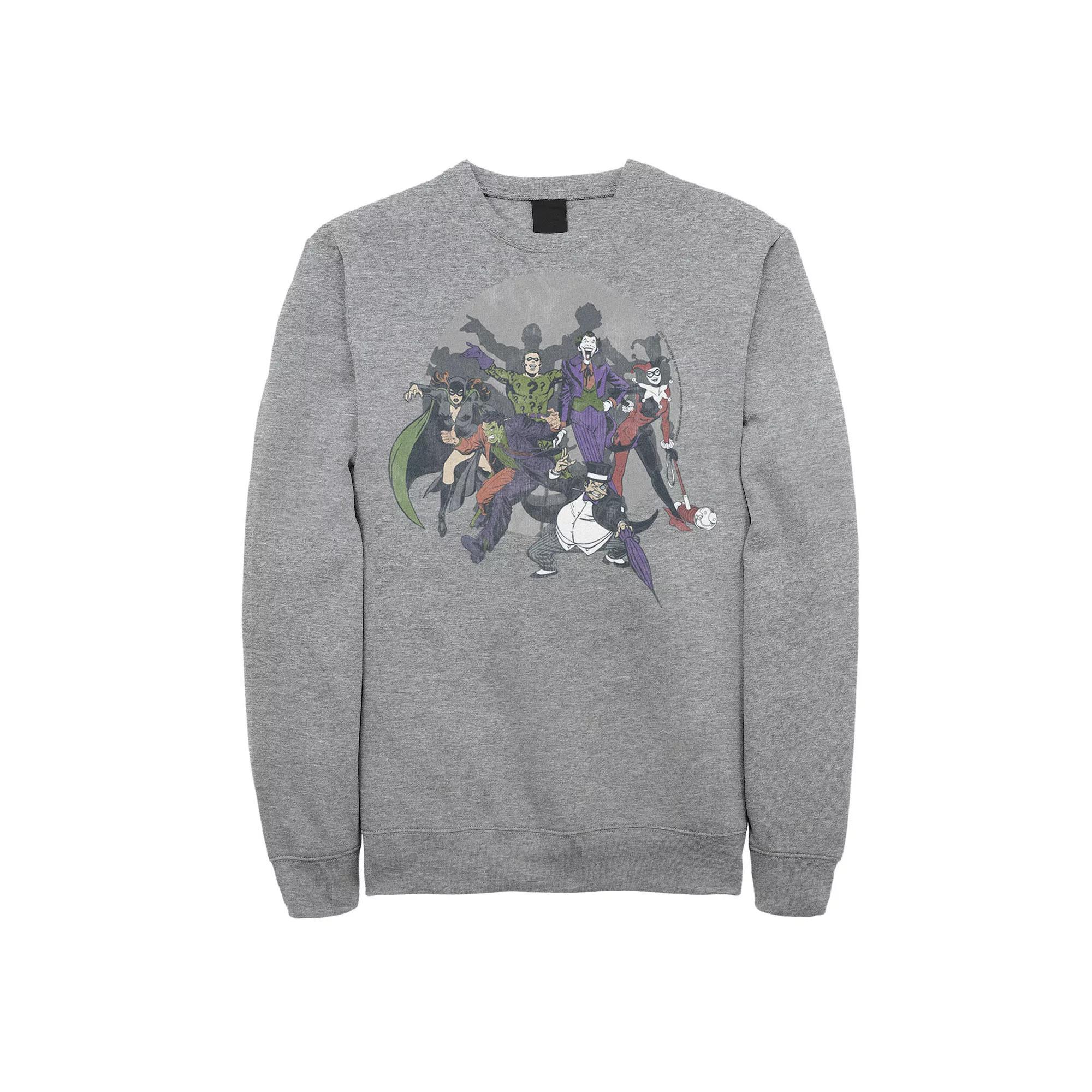 Men's Batman Gothams Most Wanted Sweatshirt, Size: Medium, Athletic Grey Product Image