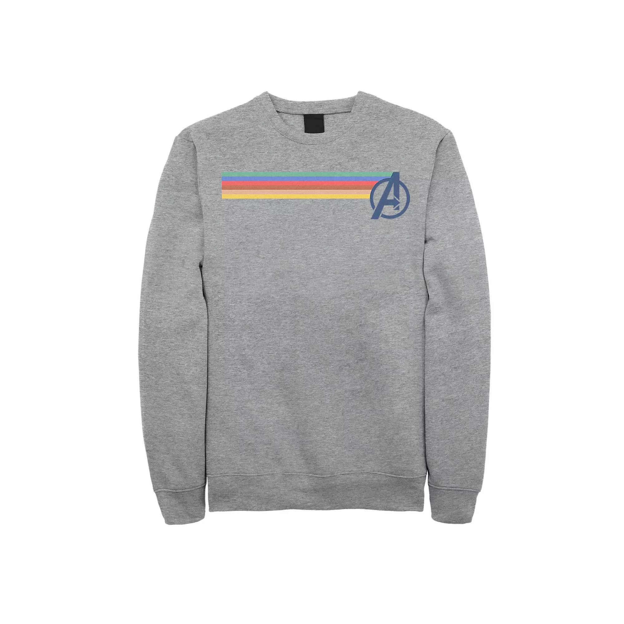 Men's Marvel The Avengers Rainbow Colors Classic Logo Fleece, Size: Small, Athletic Grey Product Image