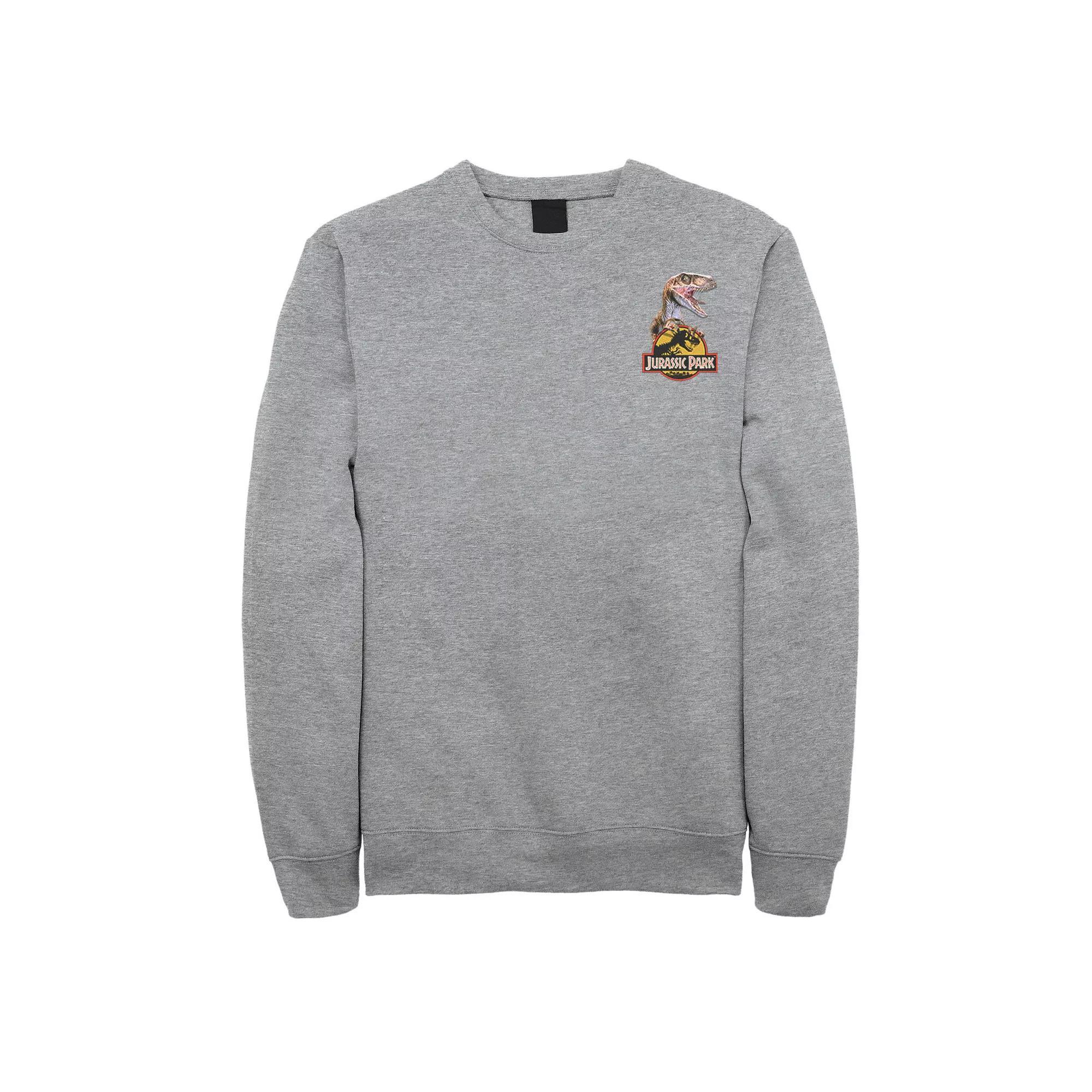 Men's Jurassic Park Raptor Hold Logo Pocket Sweatshirt, Size: XXL, Athletic Grey Product Image