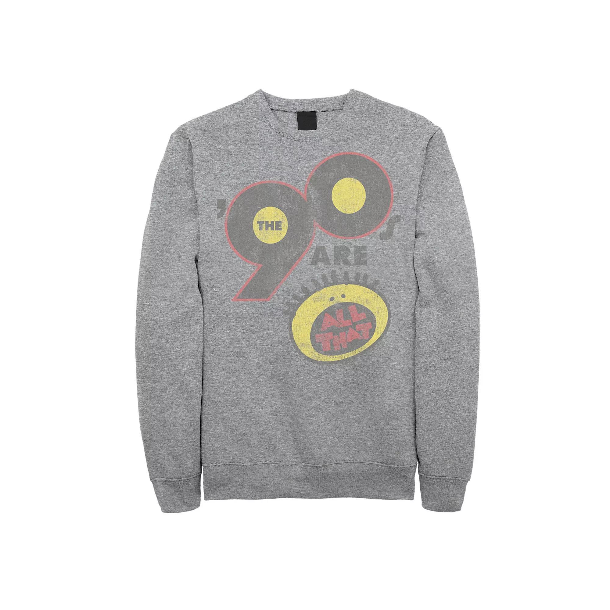 Men's Nickelodeon All That The Nineties Are Vintage Retro Graphic Fleece Pullover, Size: 3XL, Athletic Grey Product Image