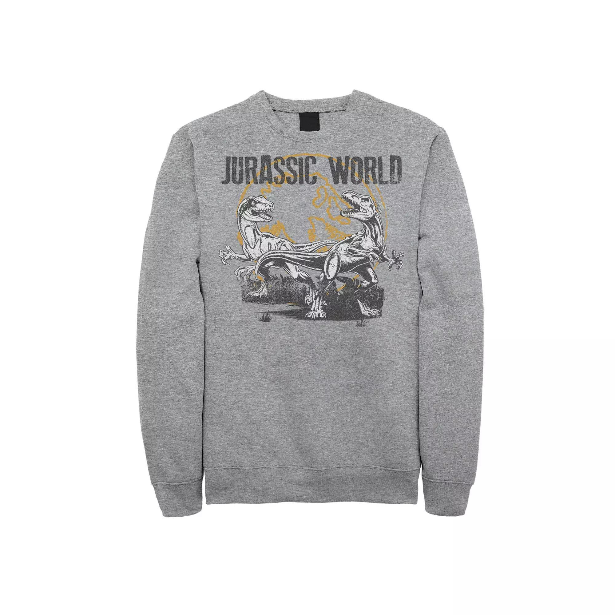 Men's Jurassic World Distressed Raptor Battle Sweatshirt, Size: XXL, Athletic Grey Product Image