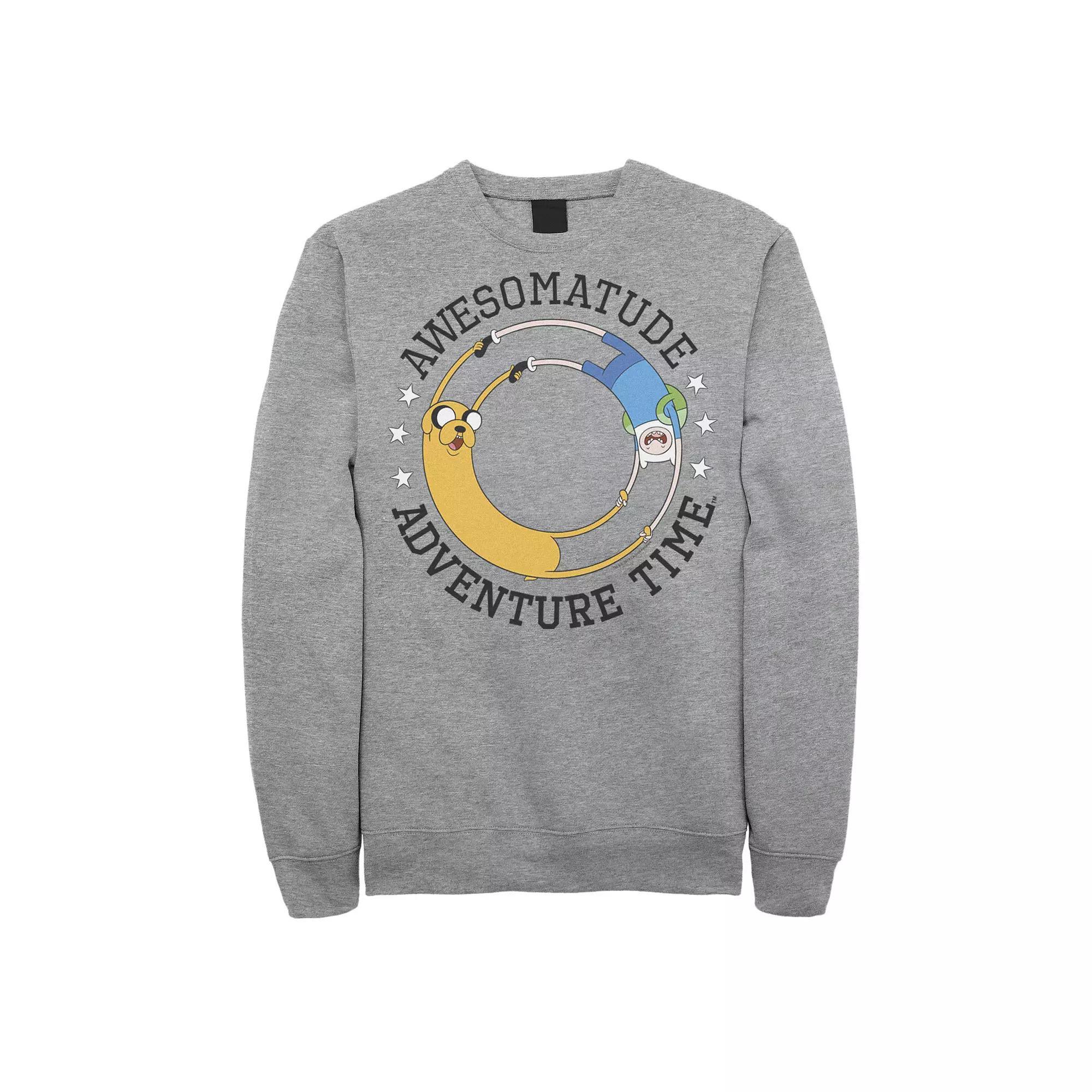 Men's Cartoon Network Adventure Time Jake The Dog Land Of Ooo Sweatshirt, Size: XL, Athletic Grey Product Image