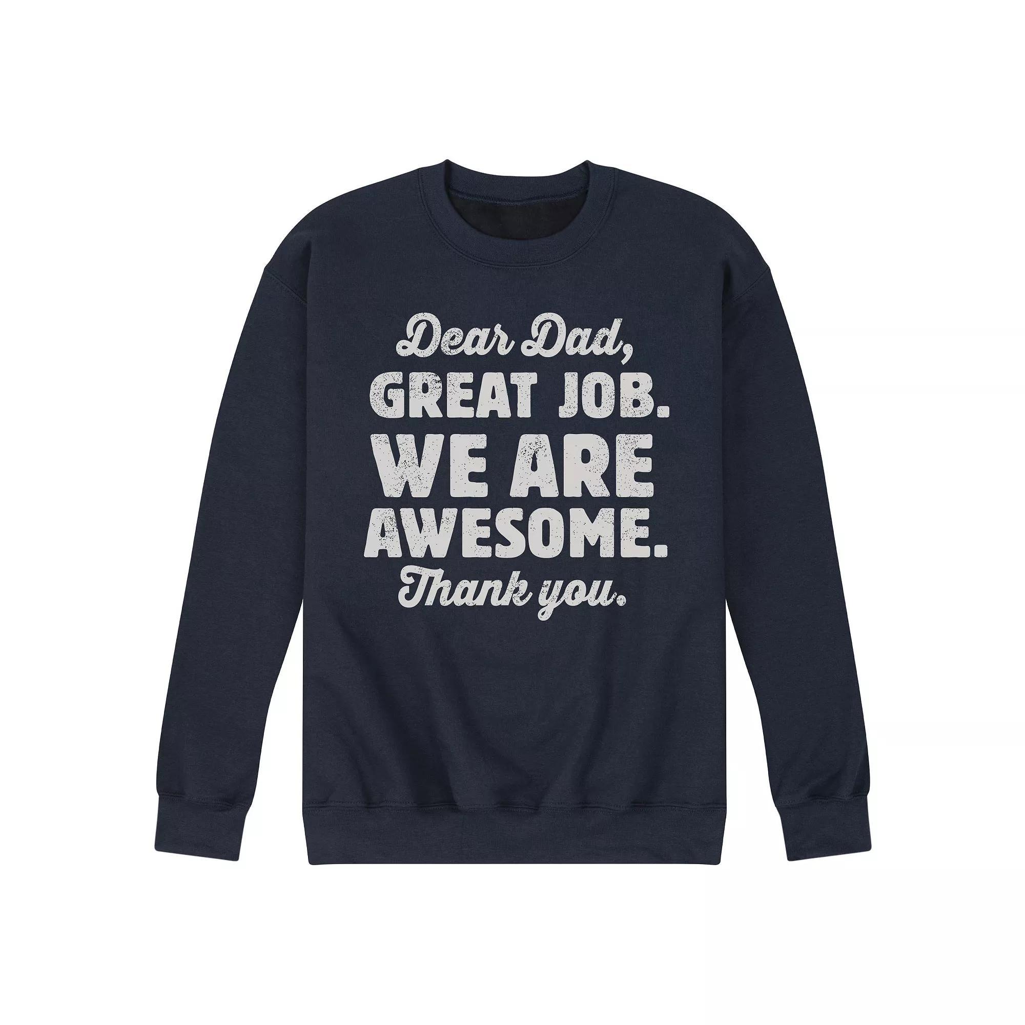 Mens Dear Dad Great Job Fleece Sweatshirt Blue Product Image