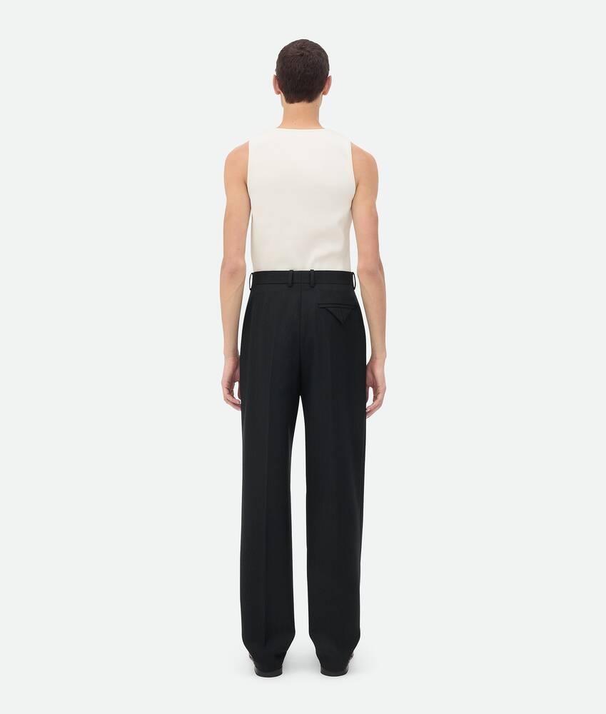 Men's Striped Wool Trousers in Black/dark blue Product Image