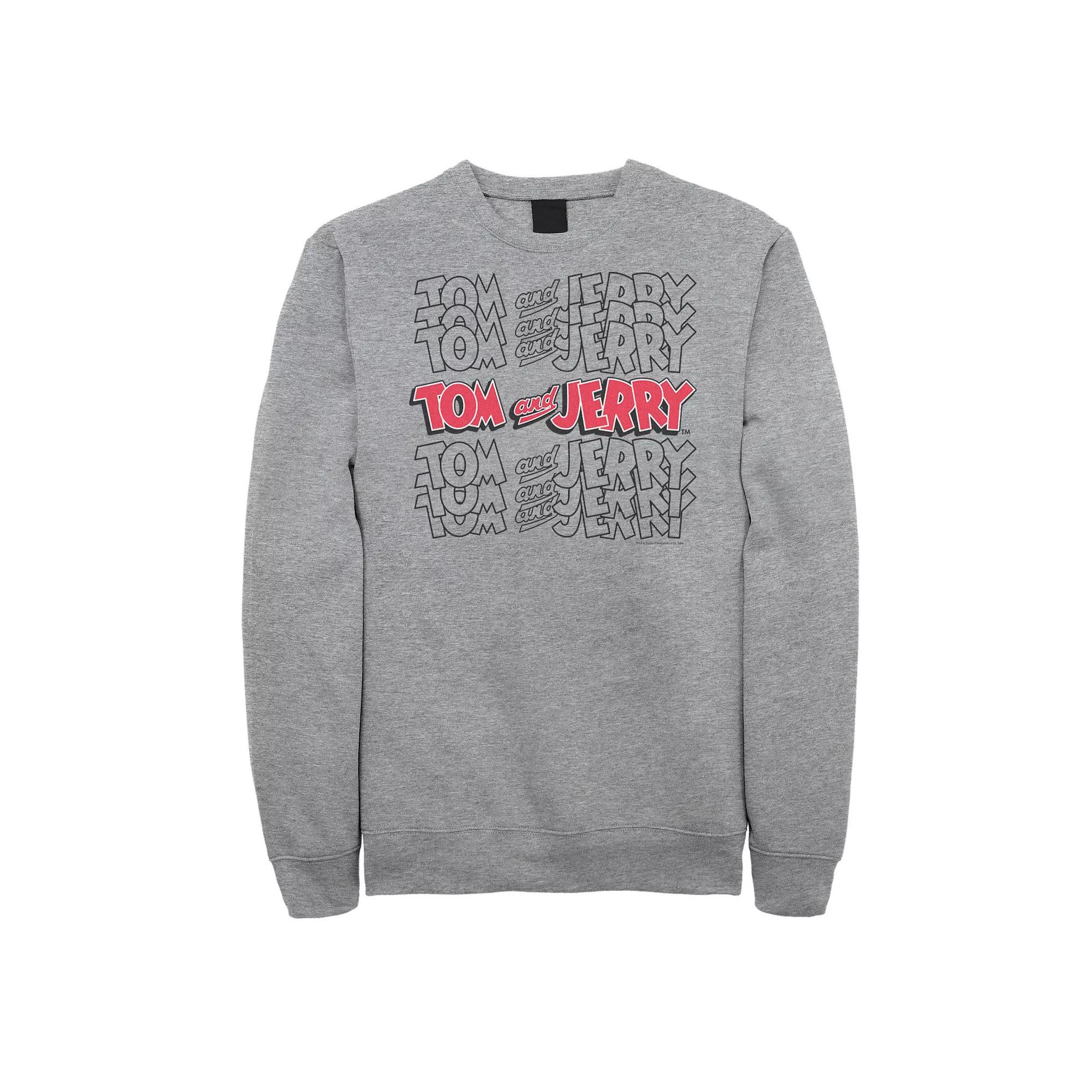Big & Tall Tom and Jerry Logo Stack Graphic Fleece, Men's, Size: 4XL, Athletic Grey Product Image