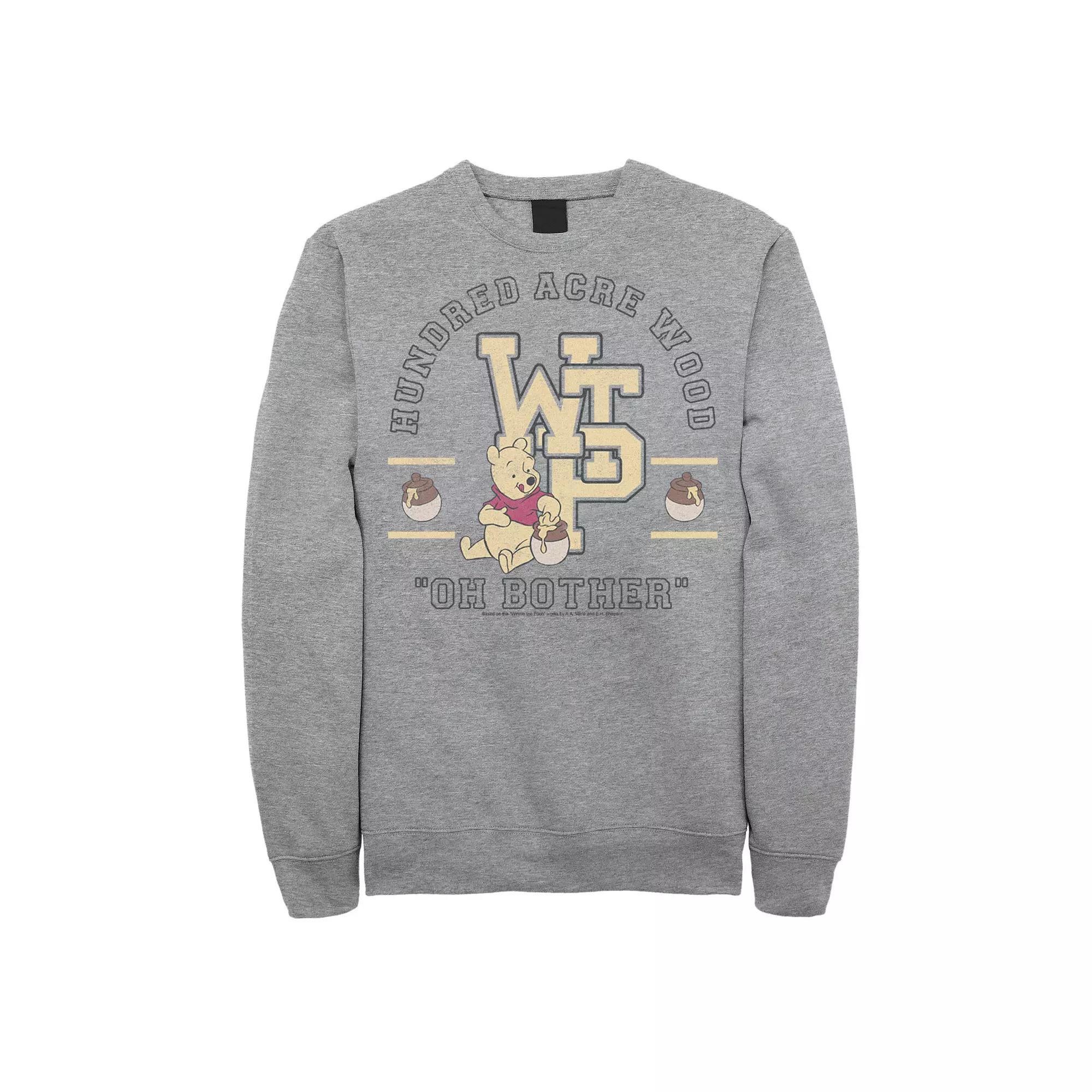 Disney's Winnie The Pooh Men's Hundred Acre Wood Collegiate Sweatshirt, Size: XL, Athletic Grey Product Image