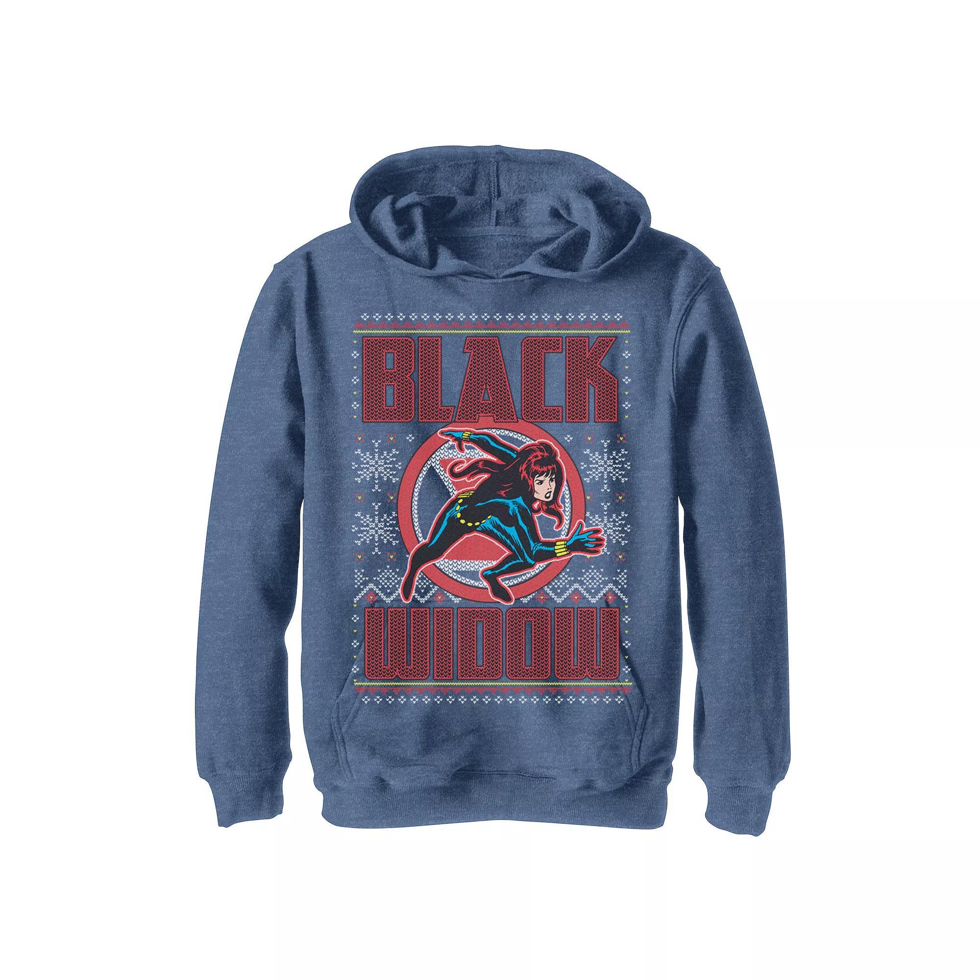 Men's Marvel Black Widow Ugly Christmas Sweatshirt, Size: Large, Blue Product Image