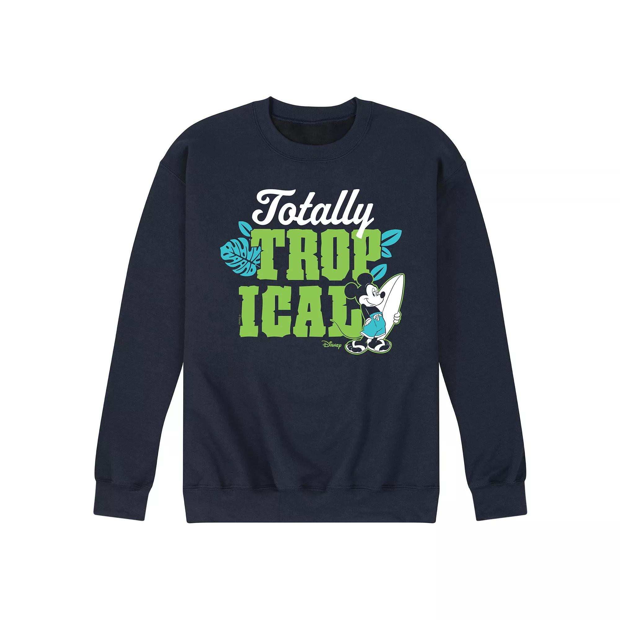 Disneys Mickey Mouse Mens Totally Tropical Fleece Sweatshirt Blue Product Image