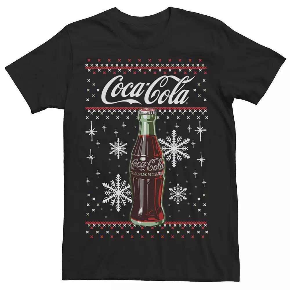 Men's Coca-Cola Classic Bottle Christmas Sweater Style Tee, Size: Large, Blue Product Image
