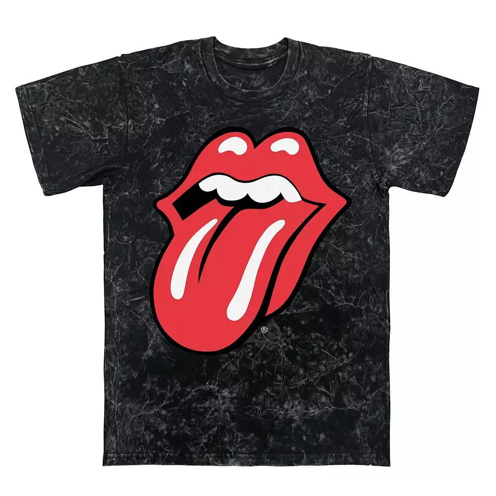 Men's Rolling Stones Tongue Logo Mineral Wash Graphic Tee, Size: Small, Black Mineral Wash Product Image