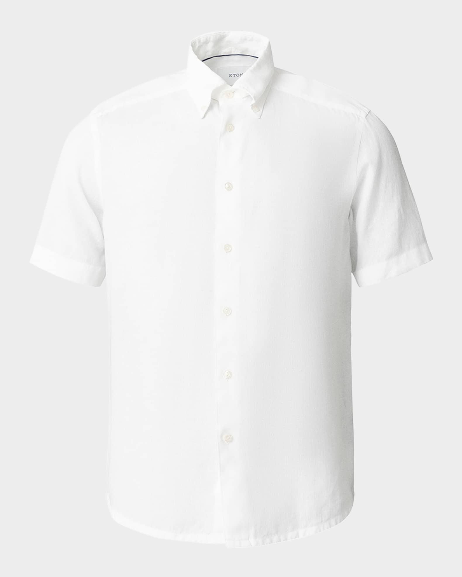 Men's Signature Linen Contemporary Fit Short-Sleeve Shirt Product Image