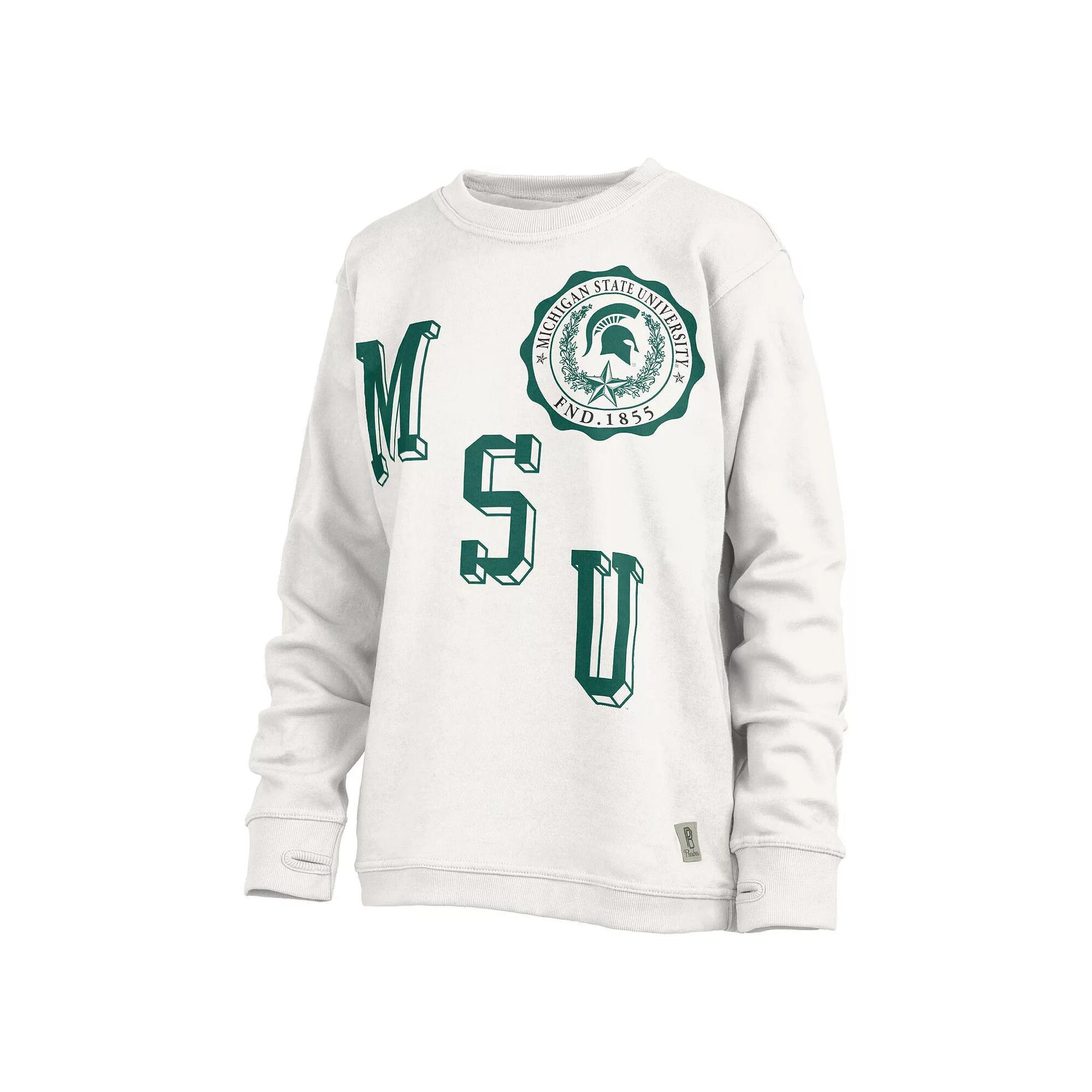 Womens Pressbox Michigan State Spartans Shoreline Sundown Pullover Sweatshirt Product Image