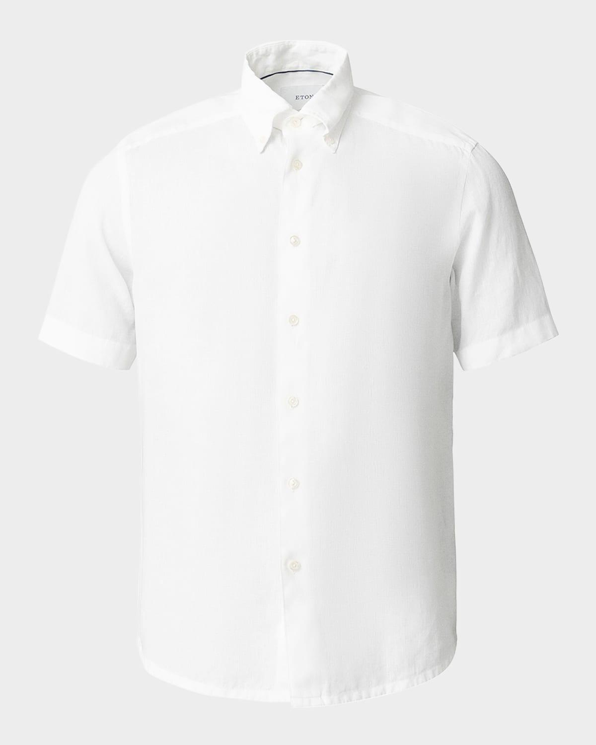 Men's Signature Linen Contemporary Fit Short-Sleeve Shirt Product Image