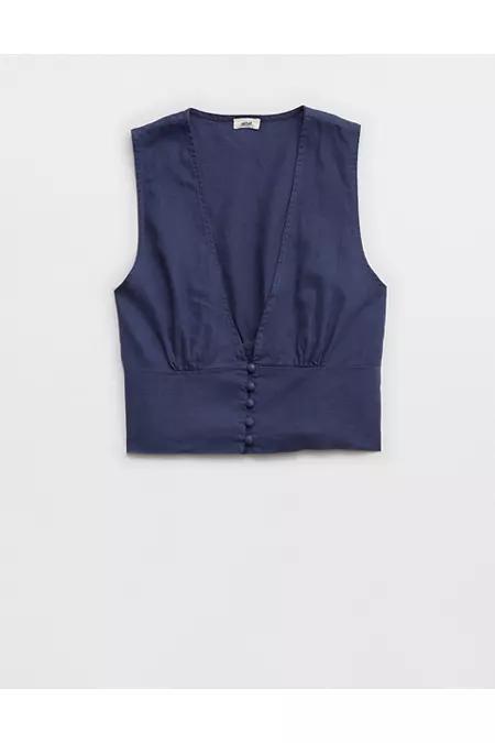 Aerie Linen Blend Vest Women's Product Image