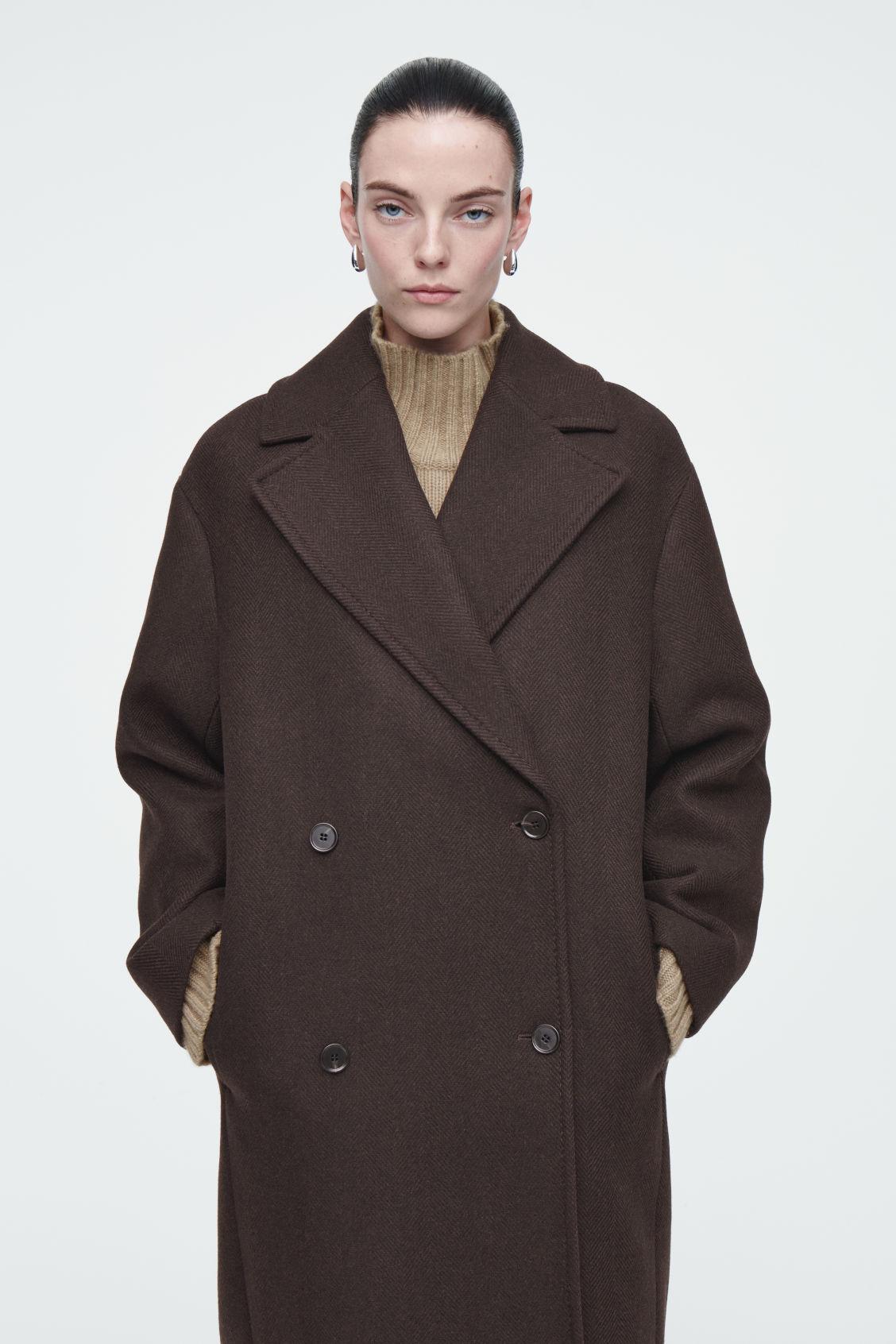DOUBLE-BREASTED WOOL-HERRINGBONE COAT Product Image