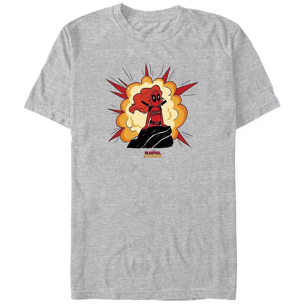 Big & Tall Marvel Deadpool & Wolverine The Little Mermaid Parody Poster Graphic Tee, Men's, Size: Large Tall, Athletic Grey Product Image