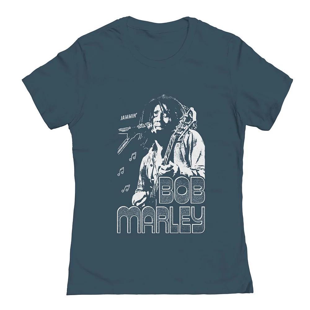 Junior's Bob Marley Bob Marley Jammin' Graphic Tee, Women's, Size: XXL, Blue Product Image