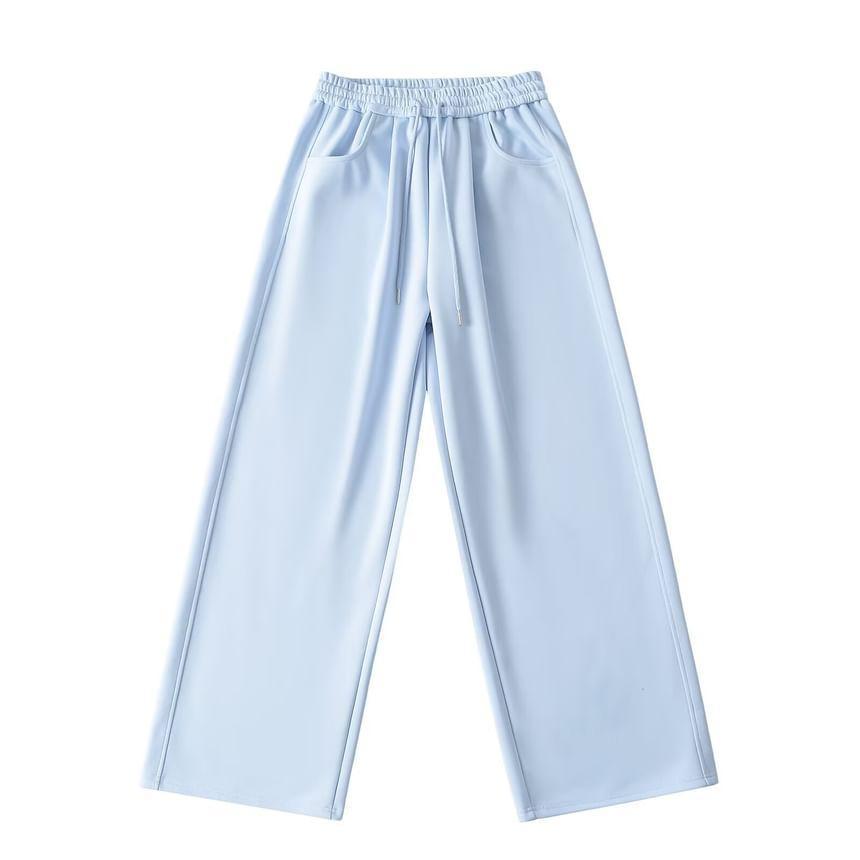 High Waist Plain Wide Leg Sweatpants Product Image