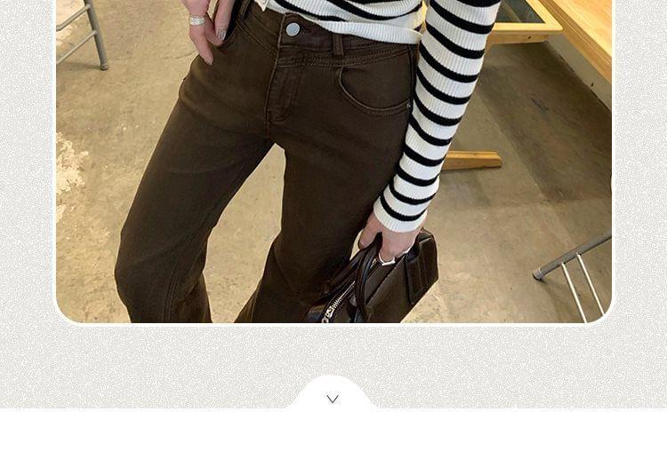 Off-Shoulder Striped Ribbed Sweater Product Image