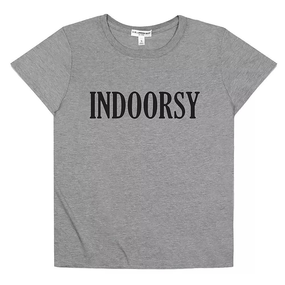 Women's Suburban Riot Indoorsy Loose Fit Graphic Tee, Girl's, Size: Large, Grey Gray Product Image