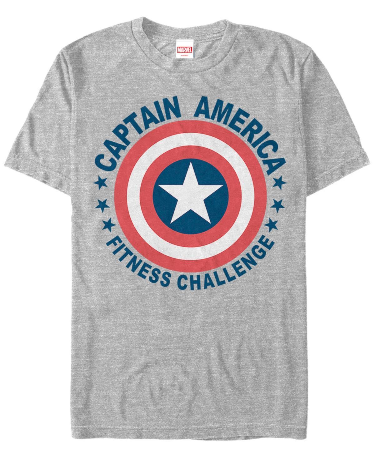 Men's Marvel Captain America Fitness Challenge Graphic Tee, Size: Large, Athletic Grey Product Image