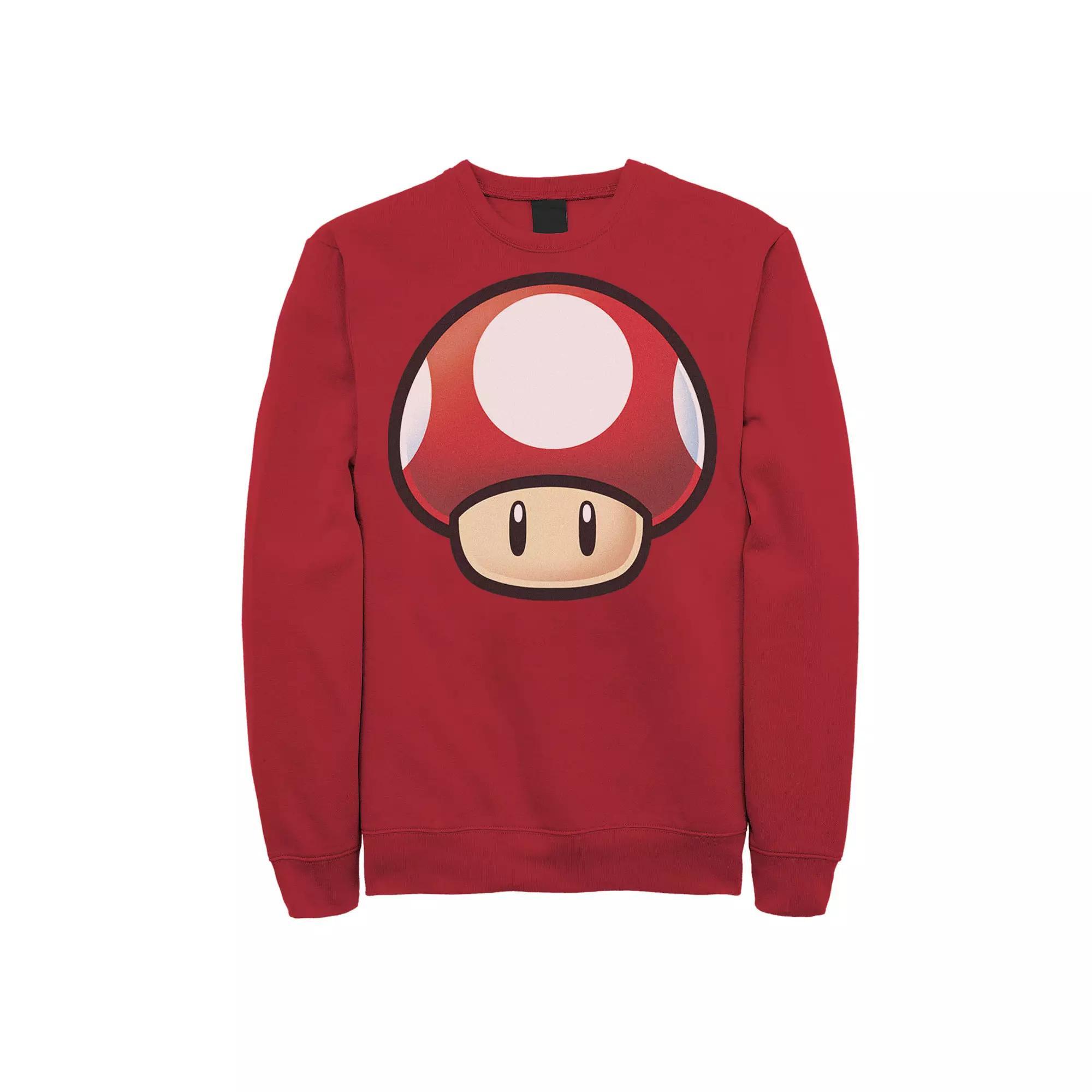Men's Nintendo Super Mario Red Mushroom Big Face Sweatshirt, Size: XXL Product Image