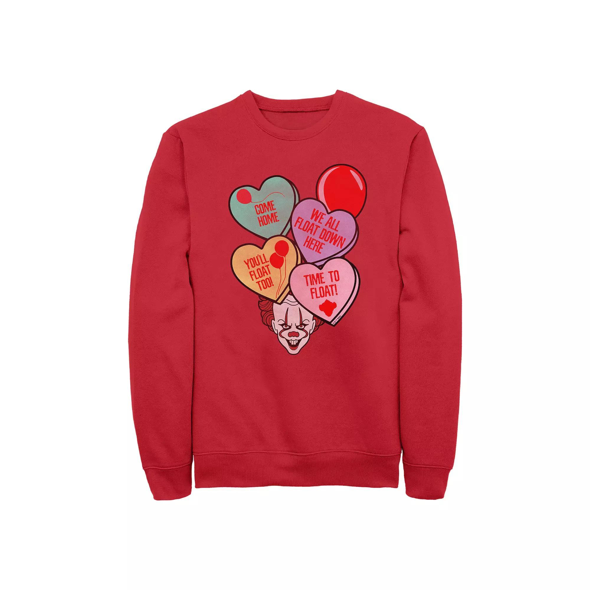 Men's IT Spooky Candy Hearts Graphic Fleece, Size: Large, Red Product Image