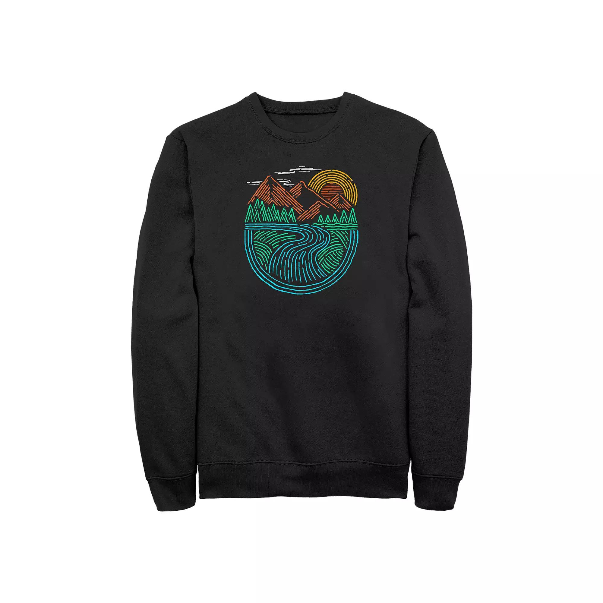 Big & Tall Nature Landscape Graphic Fleece Sweatshirt, Men's, Size: 4XL, Black Product Image