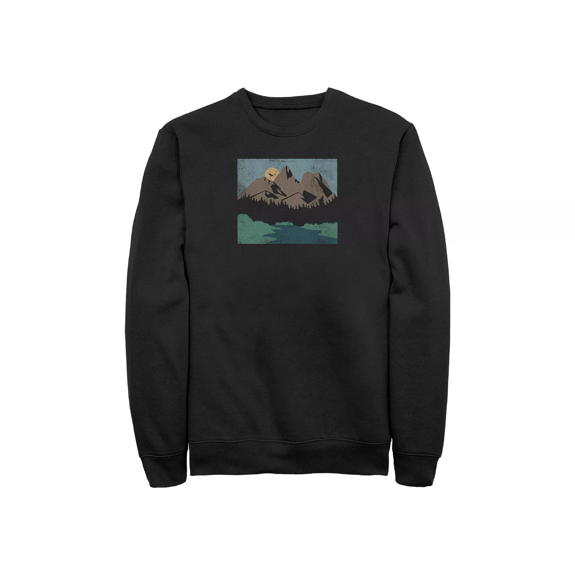 Big & Tall Mountains Scenery Graphic Fleece Sweatshirt, Men's, Size: 4XL Tall, Black Product Image