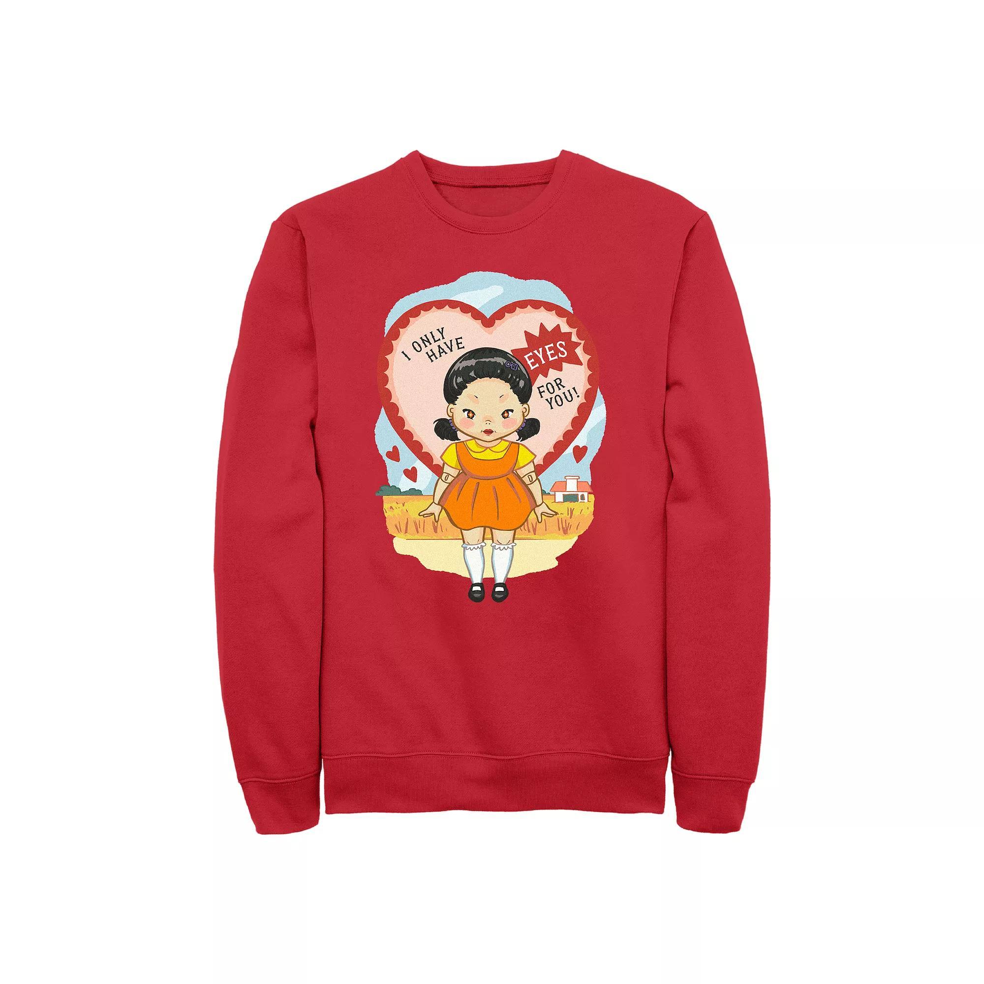 Men's Squid Game I Only Have Eyes For You Graphic Fleece, Size: Medium, Red Product Image