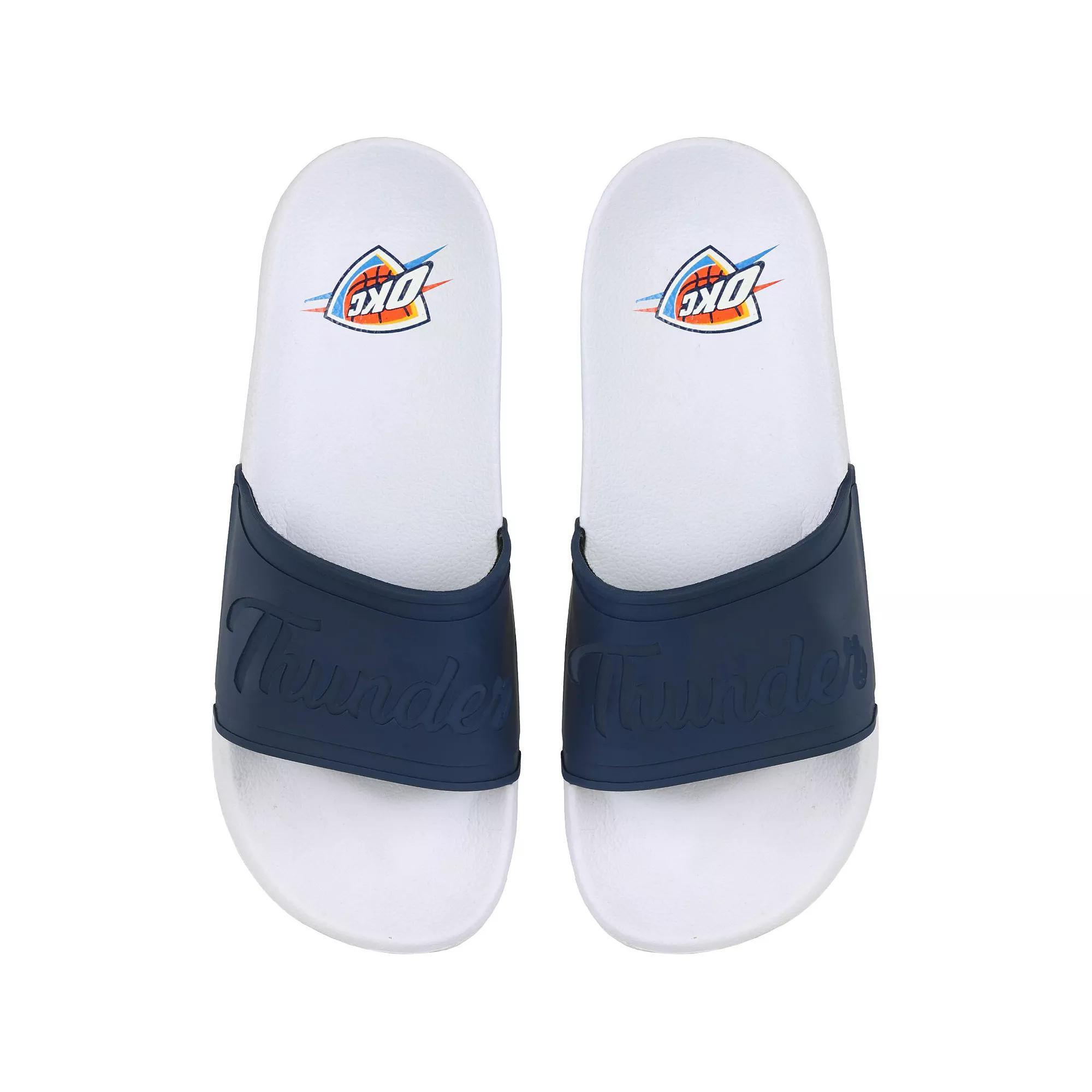 Women's FOCO Oklahoma City Thunder Script Wordmark Slide Sandals, Size: 7-8, White Product Image