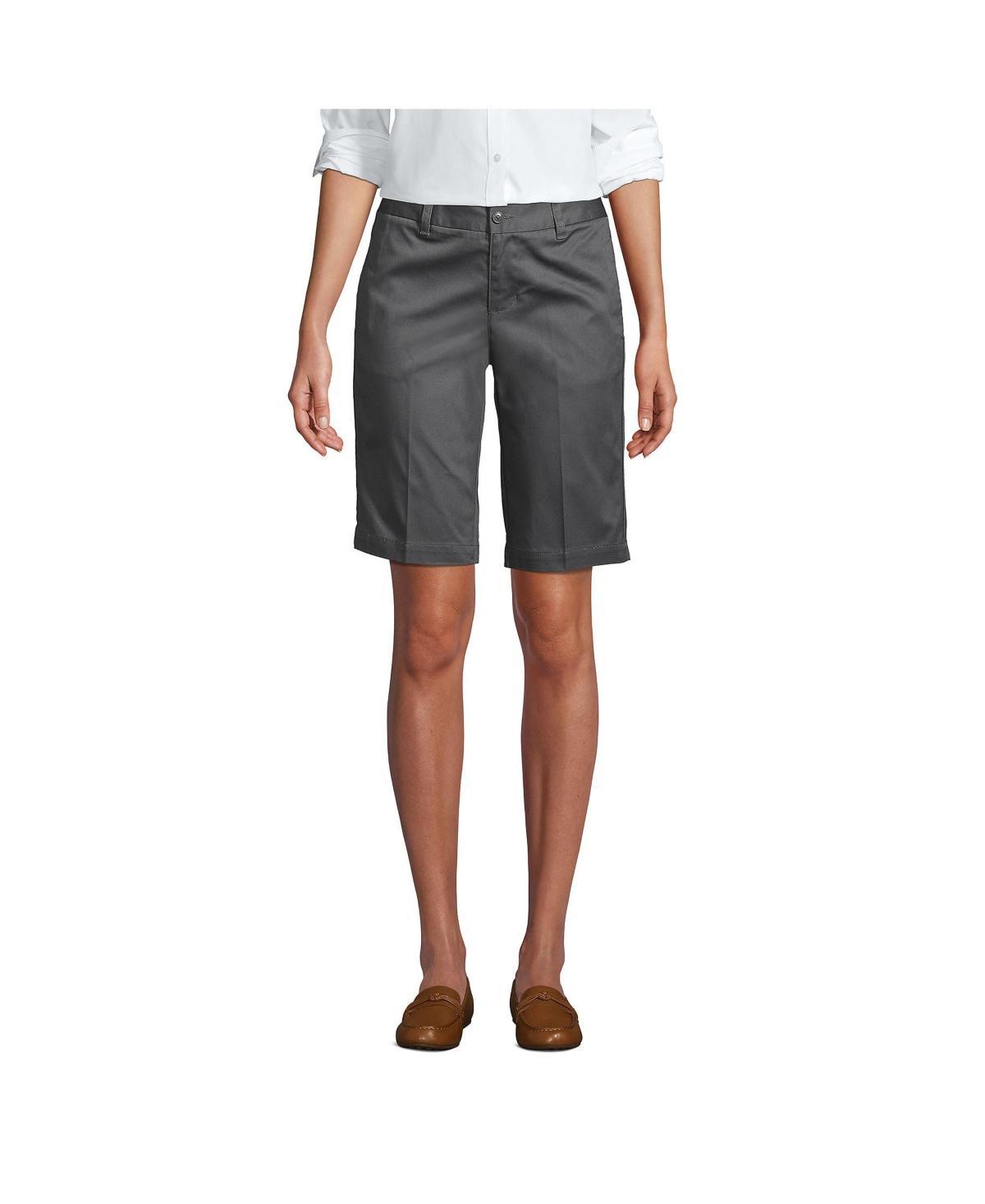 Women's Lands' End Front Blend Chino Shorts, Size: 8, Black Product Image