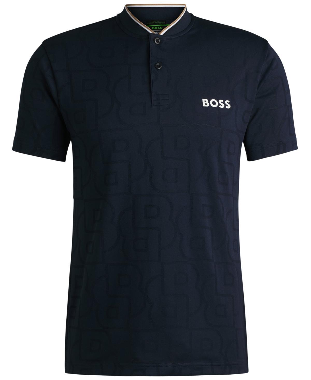 Mens BOSS x Matteo Berrettini Polo Shirt in Monogram-Mesh Jacquard Product Image