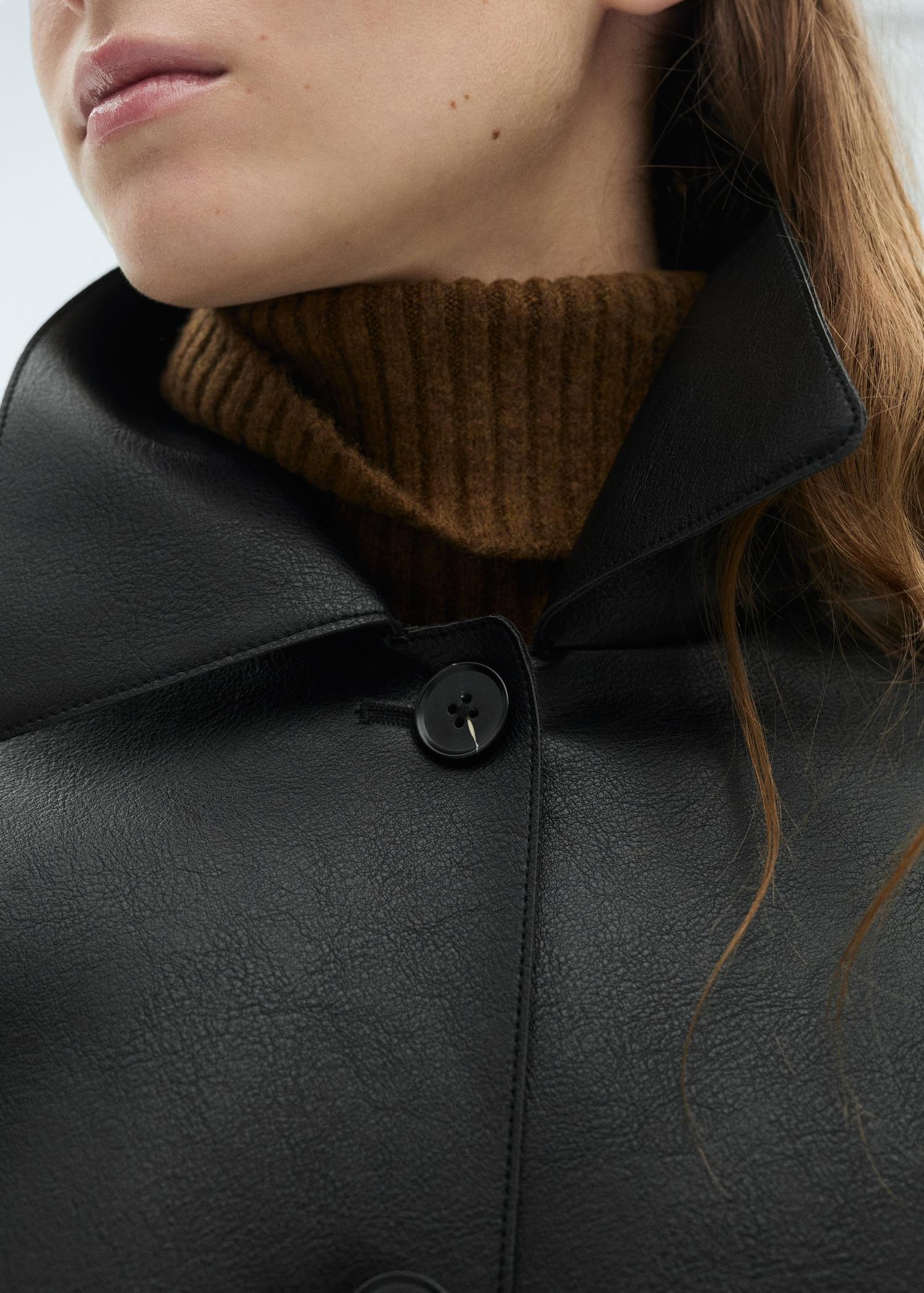 Leather-effect jacket with pockets - Women | MANGO USA Product Image