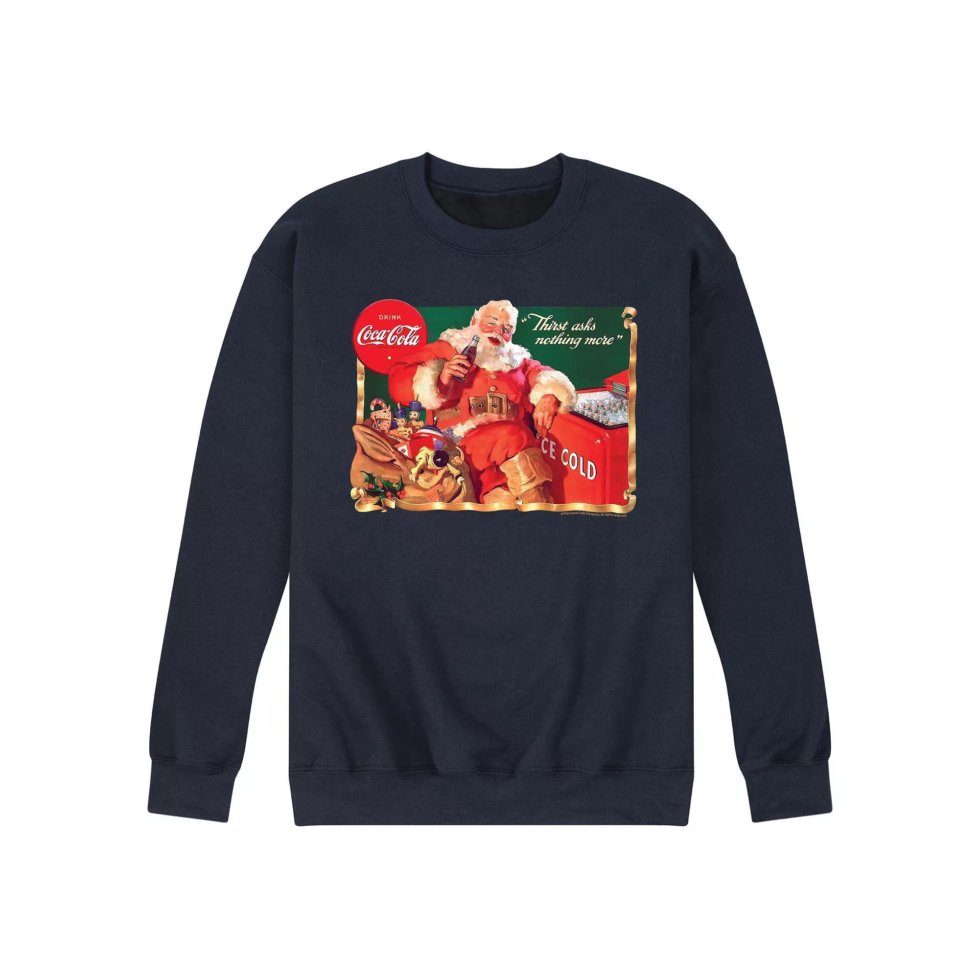 Men's CocaCola Vintage Santa Sweatshirt, Size: XXL, Blue Product Image
