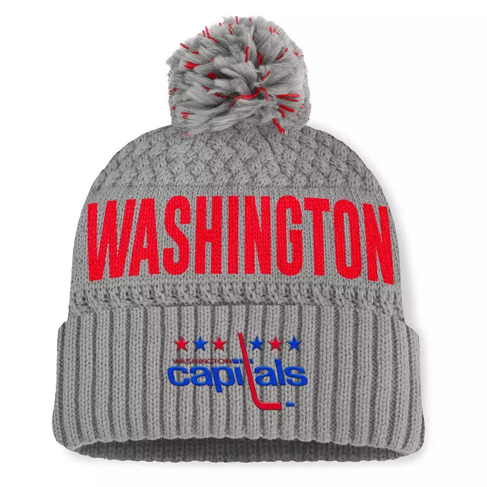 Women's Fanatics  Gray Washington Capitals Heritage Tilly Cuffed Knit Hat with Pom, Grey Product Image