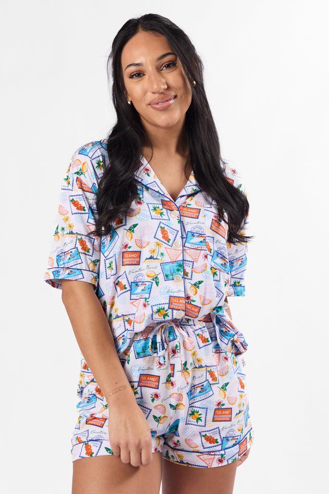 Under the Stars Postcards Short Sleeve Pajama Top DOORBUSTER Product Image