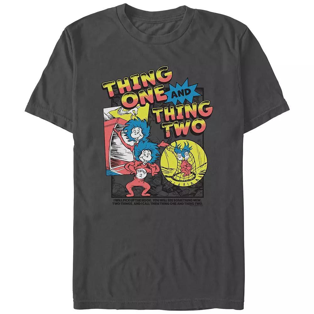 Men's Dr. Seuss Thing One And Thing Two Graphic Tee, Size: XXL, Grey Product Image