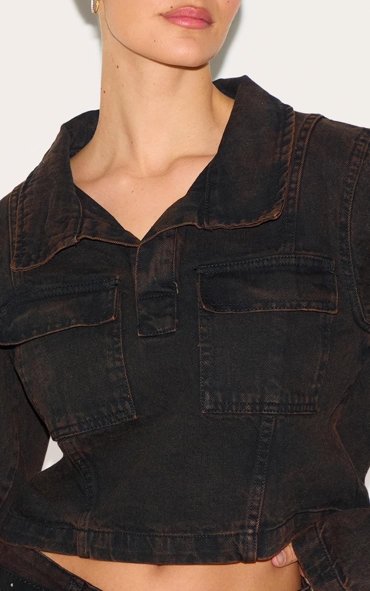 Dark Chocolate Long Sleeve Denim Rugby Shirt Product Image