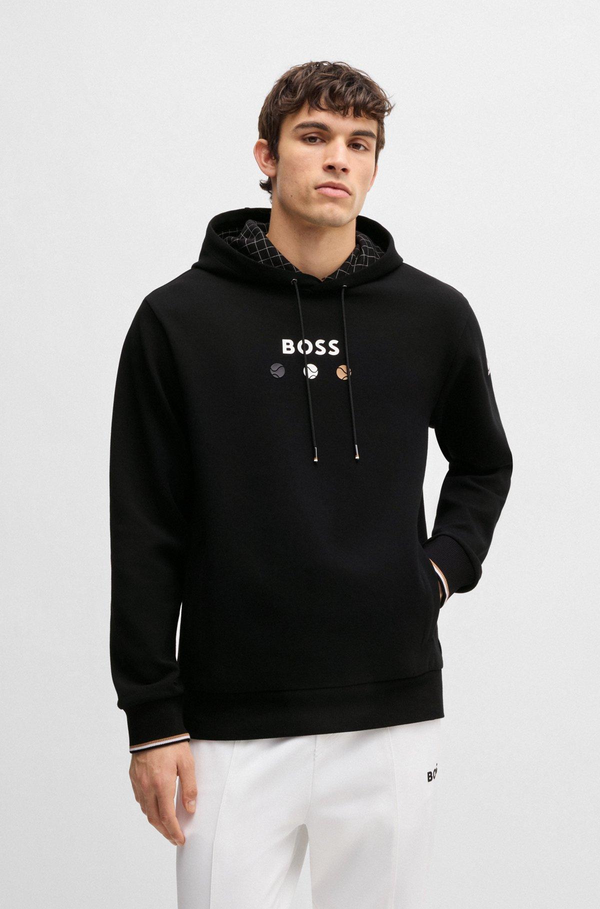 Cotton hoodie with tennis artwork Product Image