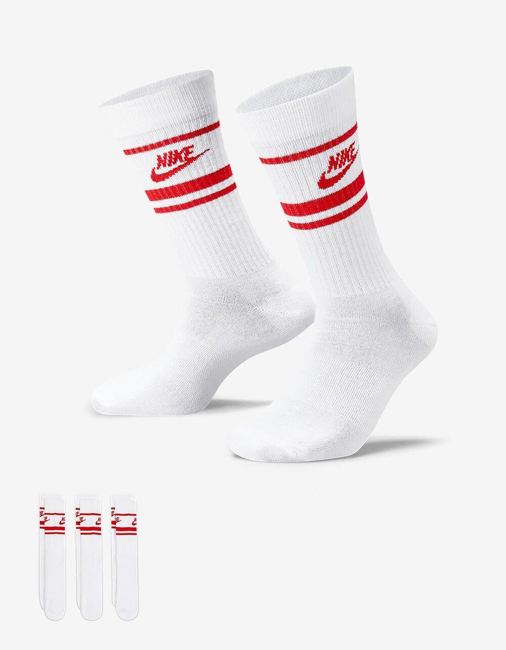 NIKE Sportswear Dri-FIT Everyday Essential 3 Pack Mens Crew Socks - WHT/RED Product Image