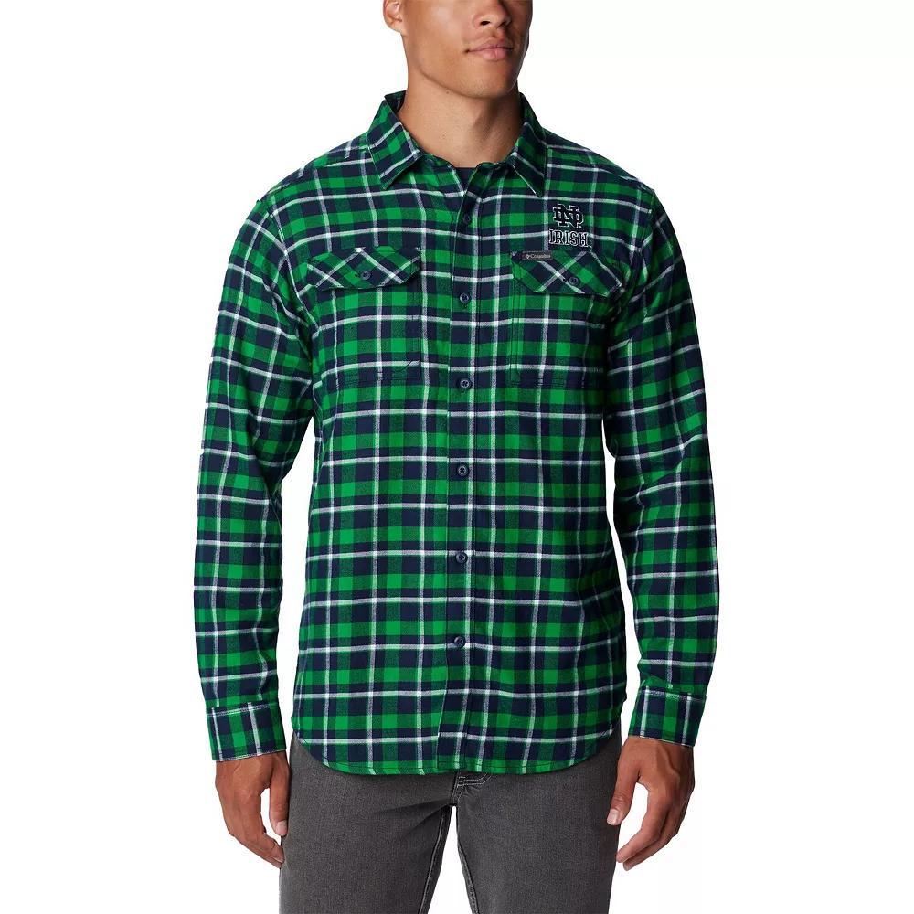 Columbia  Green Notre Dame Fighting Irish Flare Gun Flannel Long Sleeve Shirt, Men's, Size: Small Product Image