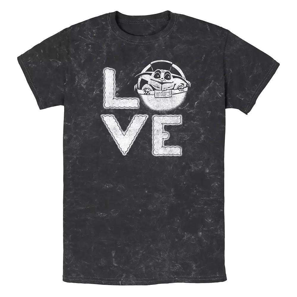 Men's Star Wars The Mandalorian The Child Love Stack Graphic Tee, Size: Large, Black Product Image