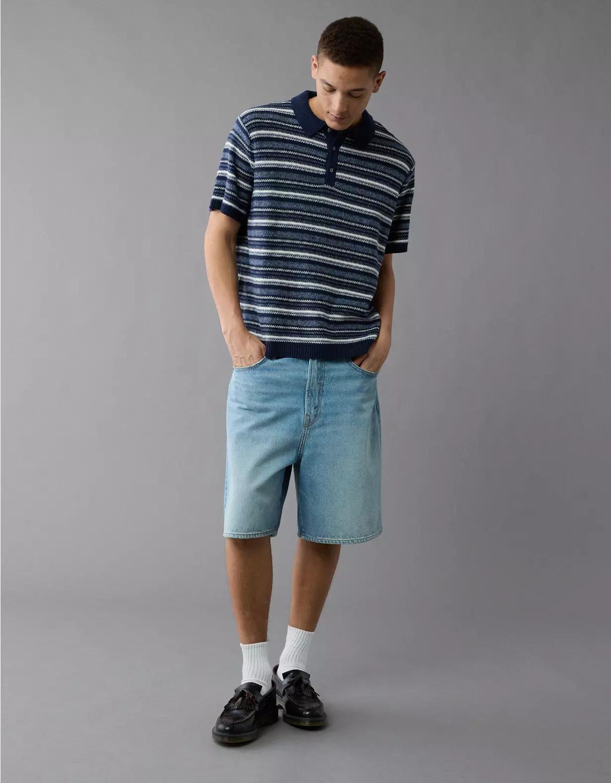 AE Weekend Striped Sweater Polo Shirt Product Image