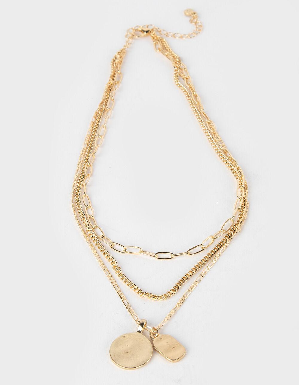 FULL TILT 3 Piece Layered Coin Necklaces - GOLD Product Image