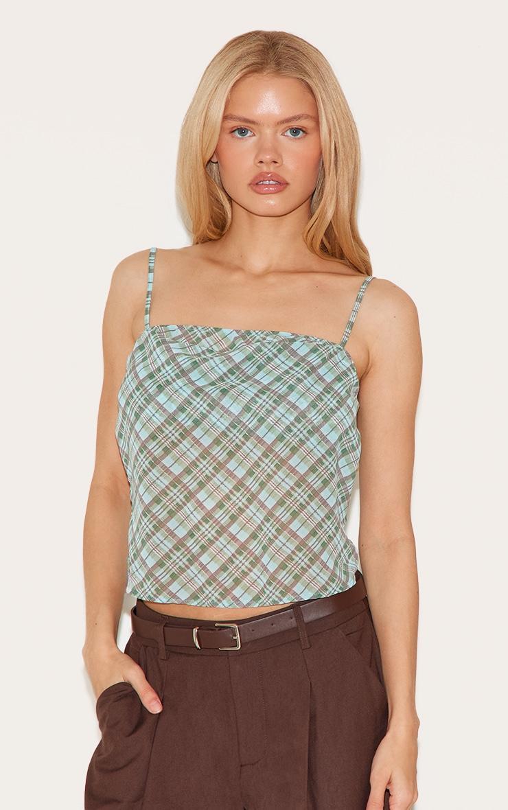 Green Check Sheer Cami Product Image