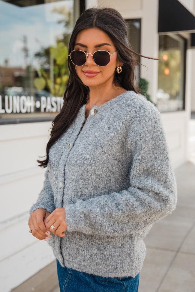 Seasonal Shift Grey Boucle Cardigan Jacket FINAL SALE Product Image