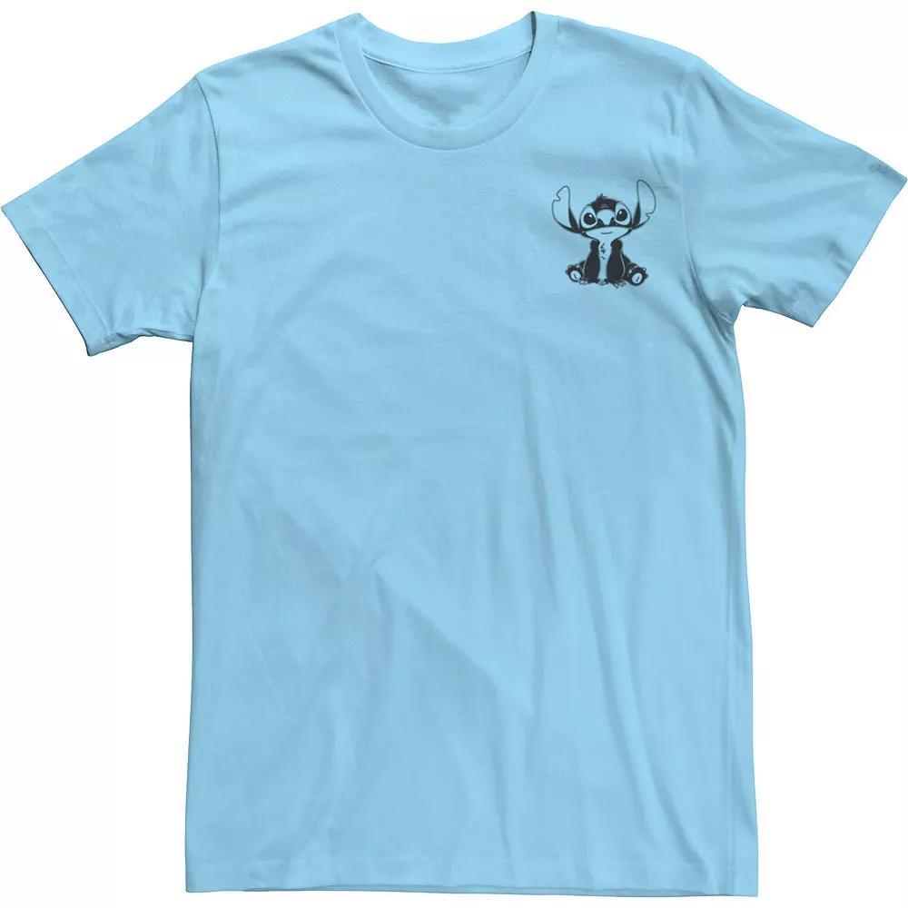 Mens Lilo & Stitch Vintage Lined Stitch Pocket Hit Tee, Men's, Size: Medium, Light Blue Product Image
