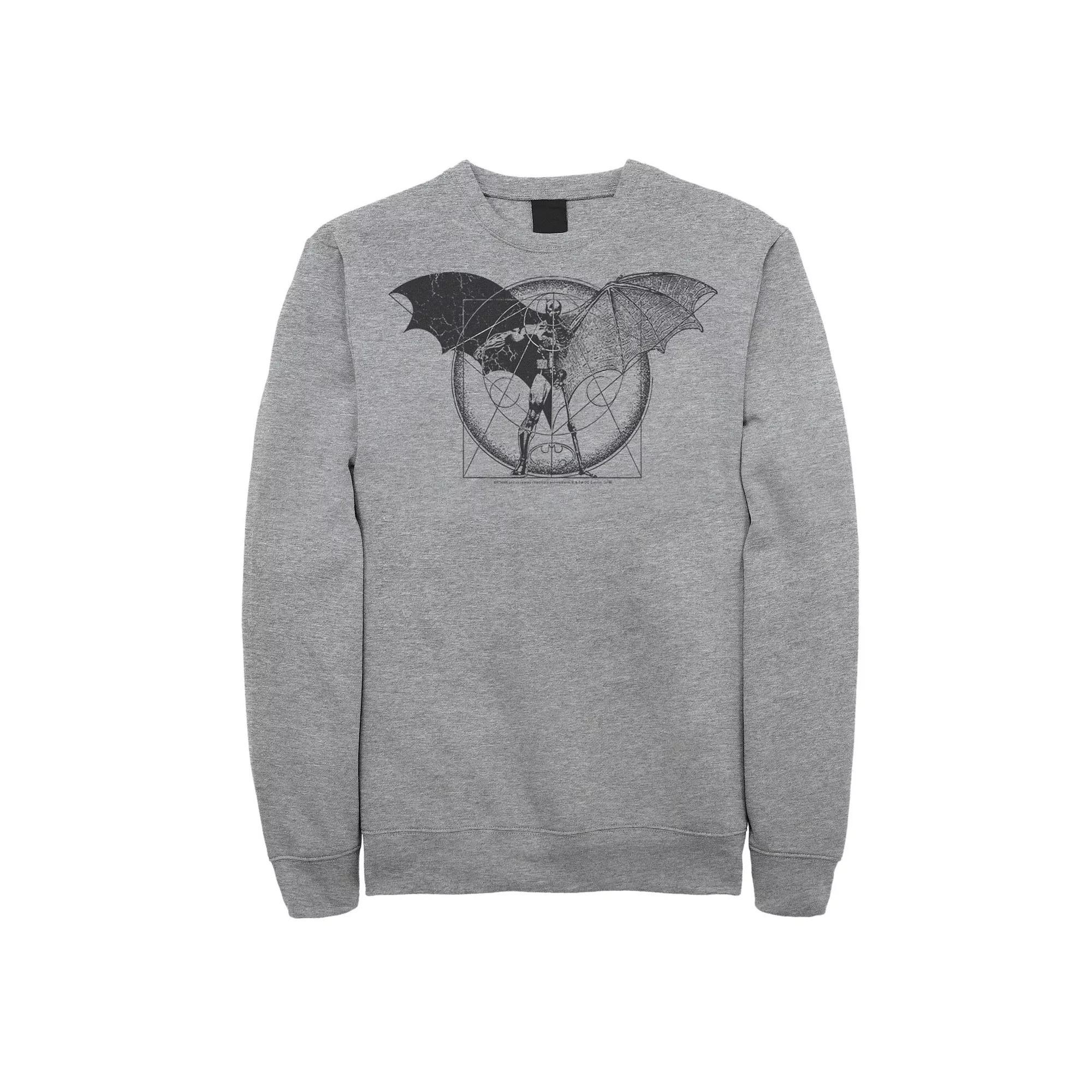 Men's DC Comics Batman Half Skeleton Sketched Poster Sweatshirt, Size: XXL, Athletic Grey Product Image
